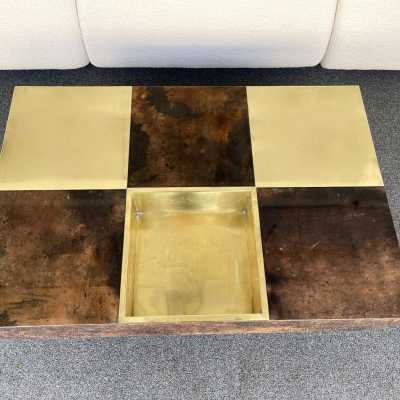 coffee table parchment brass aldo tura italy 1970 1960