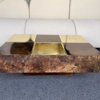coffee table parchment brass aldo tura italy 1970 1960