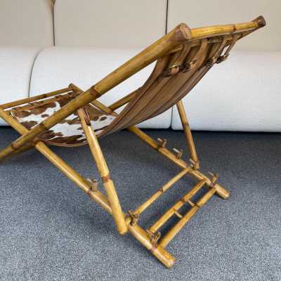lounge chair bamboo leather italy 1980 1970
