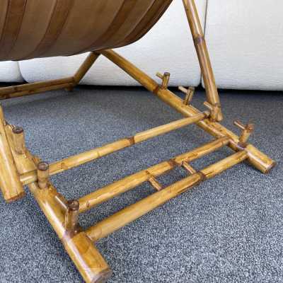 lounge chair bamboo leather italy 1980 1970