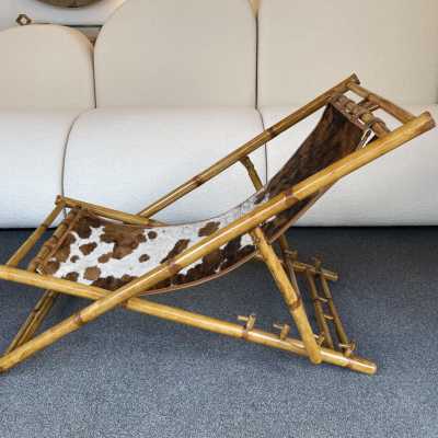 lounge chair bamboo leather italy 1980 1970