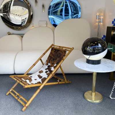 lounge chair bamboo leather italy 1980 1970