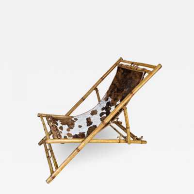 lounge chair bamboo leather italy 1980 1970