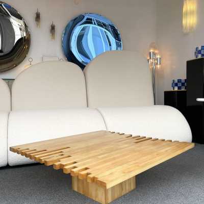 wooden coffee table giovanni michlucci italy 1960 1970