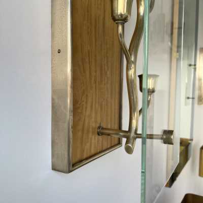 wall lights pair wood brass glass pietro chiesa italy 1950 1940