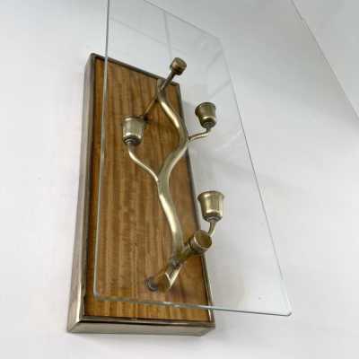 wall lights pair wood brass glass pietro chiesa italy 1950 1940