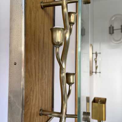 wall lights pair wood brass glass pietro chiesa italy 1950 1940