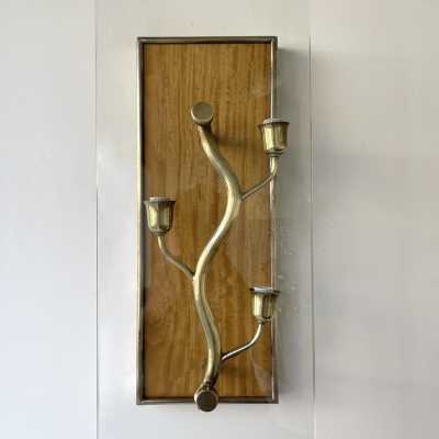 wall lights pair wood brass glass pietro chiesa italy 1950 1940