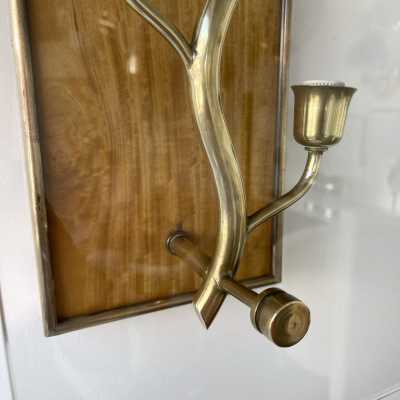 wall lights pair wood brass glass pietro chiesa italy 1950 1940