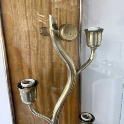 wall lights pair wood brass glass pietro chiesa italy 1950 1940