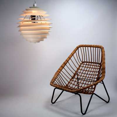 PH pendant lamp Louvre Poul Henningsen Armchair model 730 Dirk Van Sliedregt