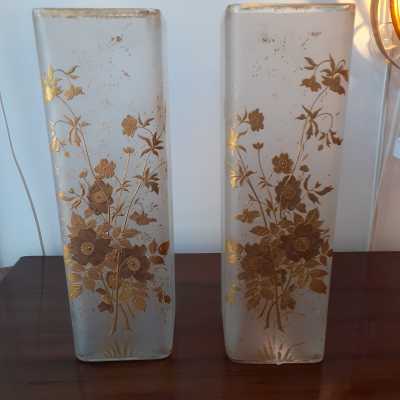 pair of enamelled vases