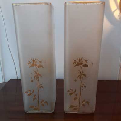 pair of enamelled vases