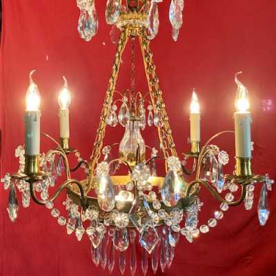 Jansen bronze crystal chandelier