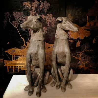 Lead greyhounds animal sculpture lead dog