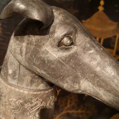Head dog lead sculpture greyhound