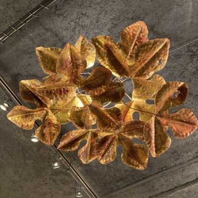 Ceiling light, suspension, leaves, brass