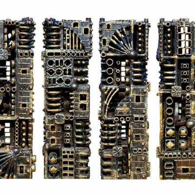 Brutalist abstract metal sculpture