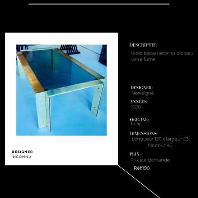 Brass coffee table / brass and glass coffee table