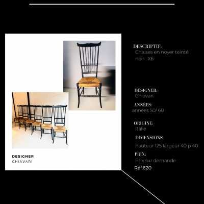 CHIAVARI chairs Italy 1960 black wood