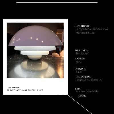 SERGIO ASTI, White table lamp, model 642 Martinelli Luce Italy 1970
