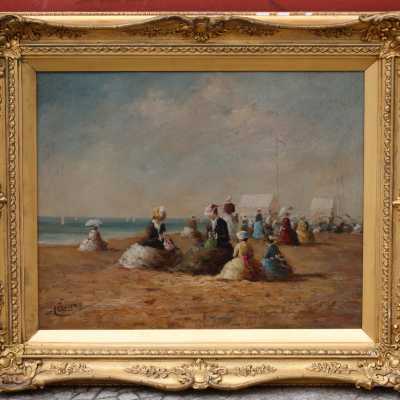 John C. Lawrence (actif En 1870-1890), Paire De Peintures, élégantes Sur La Plage