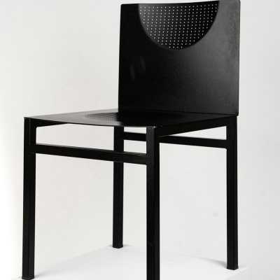 Pair of "Orwell" chairs, Christian Duc, 80s, black metal