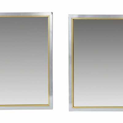 Beautiful pair of stainless steel and brass surround mirror - very good quality