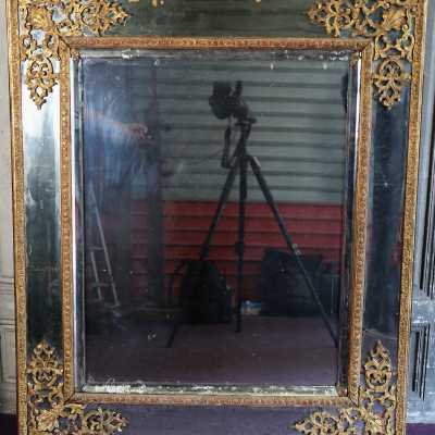Miroir à Parclose Rectangulaire En Bois Doré Et Sculpté époque Régence