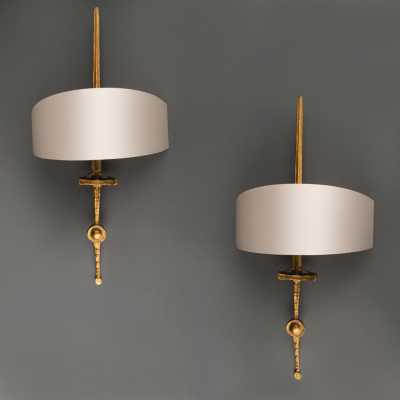 Felix AGOSTINI (1910-1980) Bronze 'Sword' wall lights, circa 1960