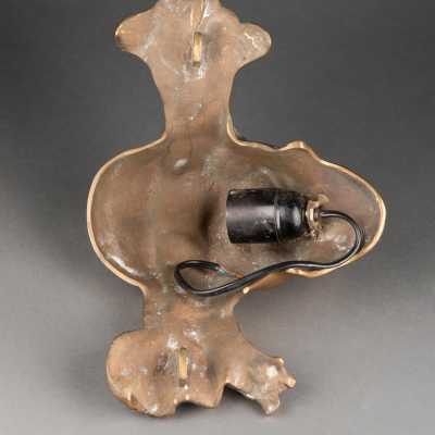 Michel JAUBERT - Polished bronze wall lamp - Circa 1970
