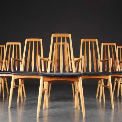 Scandinavian rosewood and leather chairs