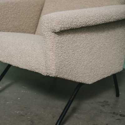 Pair of armchairs by Pierre Guariche 1962 covered in Bisson-Bruneel fabric