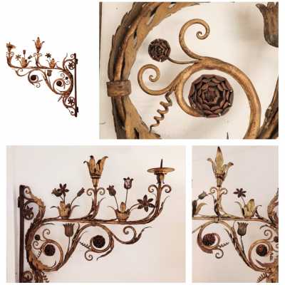 18th century wrought iron sconces