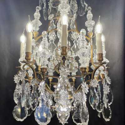 Gilt bronze and crystal cage chandelier - CARPENTIER Antiquités