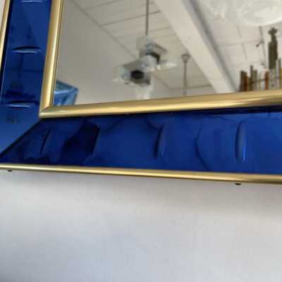 mirror glass blue brass crystal art fontana arte italy 1960 1950