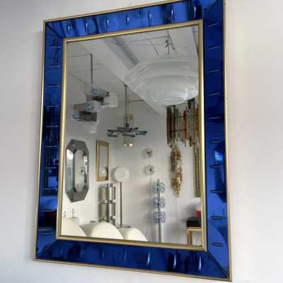 mirror glass blue brass crystal art fontana arte italy 1960 1950