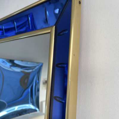 mirror glass blue brass crystal art fontana arte italy 1960 1950
