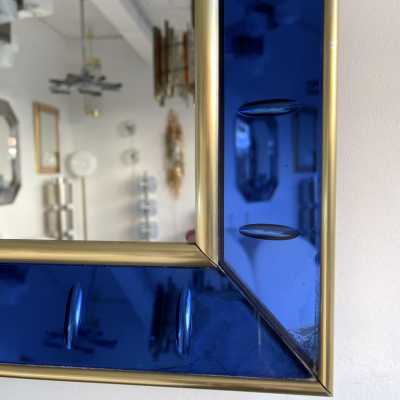 mirror glass blue brass crystal art fontana arte italy 1960 1950