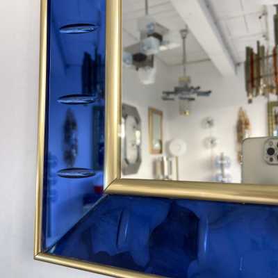 mirror glass blue brass crystal art fontana arte italy 1960 1950