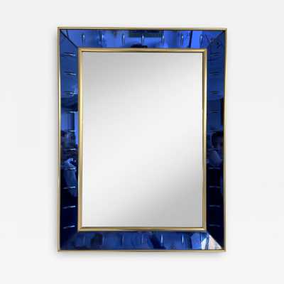 mirror glass blue brass crystal art fontana arte italy 1960 1950