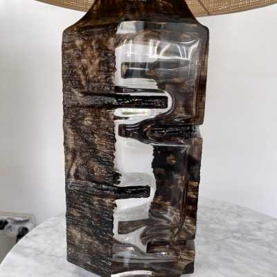 Pair of Argos lamps in crystal cut glass by César for Daum. France 1970