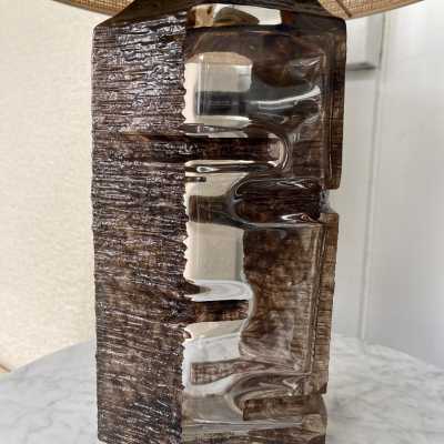 Pair of Argos lamps in crystal cut glass by César for Daum. France 1970
