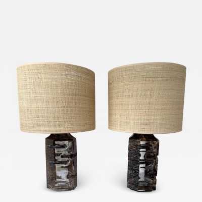 Pair of Argos lamps in crystal cut glass by César for Daum. France 1970