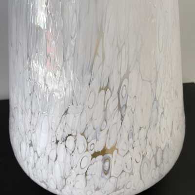 Large cone lamp in speckled white Murano glass and brass by Esperia. Italy 1970 carlo aldo nason mazzega venini vistosi la murrina 1980 chrome metal