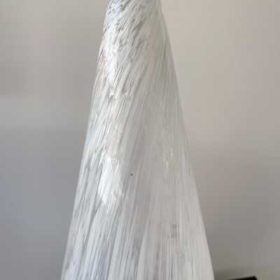 Large cone lamp in speckled white Murano glass and brass by Esperia. Italy 1970 carlo aldo nason mazzega venini vistosi la murrina 1980 chrome metal