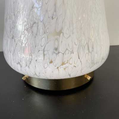 Large cone lamp in speckled white Murano glass and brass by Esperia. Italy 1970 carlo aldo nason mazzega venini vistosi la murrina 1980 chrome metal