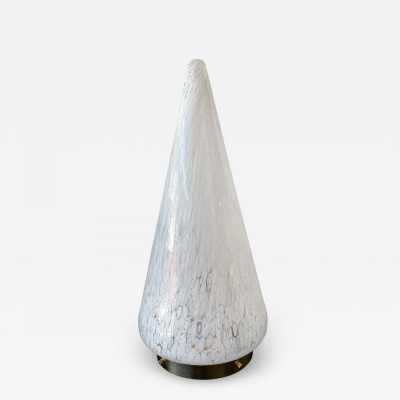 Large cone lamp in speckled white Murano glass and brass by Esperia. Italy 1970 carlo aldo nason mazzega venini vistosi la murrina 1980 chrome metal