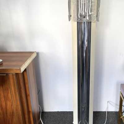 Floor lamp in lacquered chrome metal and Murano glass by Esperia. Italy 1970. in the style of Venini, Vistosi, La Murrina, Seguso, Aldo Nason, Poliarte, Carlo Aldo Nason for Mazzega, Stilnovo, Arteluce, Arredoluce, Artemide, Pierre Cardin, Lumi, Luci, Raak, Angelo Lelii, Francesco Bocola, Superstudio, Enrico Tronconi, Mario Bellini, Harvey Guzzini, Luigi Massoni, Martinelli, Fabio Lenci, Gio Ponti. chandelier mid-century modern space age brass stainless steel