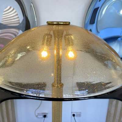 Bamboo style floor lamp in yellow Murano glass and brass by Fabbian. Italy 1970. in the style of Venini, Vistosi, La Murrina, Aldo Carlo Nason, Stilnovo, Joe Colombo, Arteluce, Arredoluce, Lumi, Luci, Rggiani, Sciolari, Werner Pantone, Luigi Colani, Raak, Angelo Lelii, Angelo Brotto, Esperia , Francesco Bocola, Superstudio, Enrico Tronconi, Mario Bellini, Harvey Guzzini, Luigi Massoni, Martinelli, Pierre Cardin, Fabio Lenci, Gio Ponti. mid-century chandelier lamps sconces sconces maison jansen palm tree